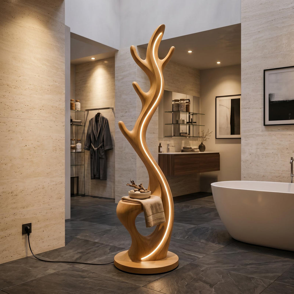 Minimalist Twig Lamp With Rack For Entryway
