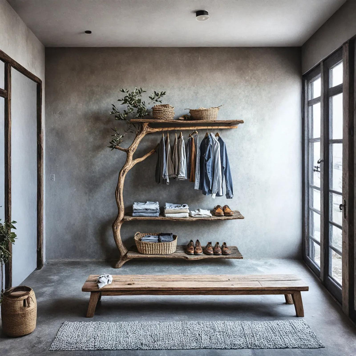 Tree Branch Rack Wall Coat Rack With Shelf Wall Mount
