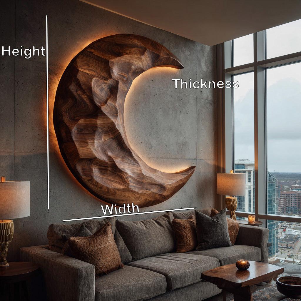 Organic Modern Crescent Wood Wall Art For Living Room