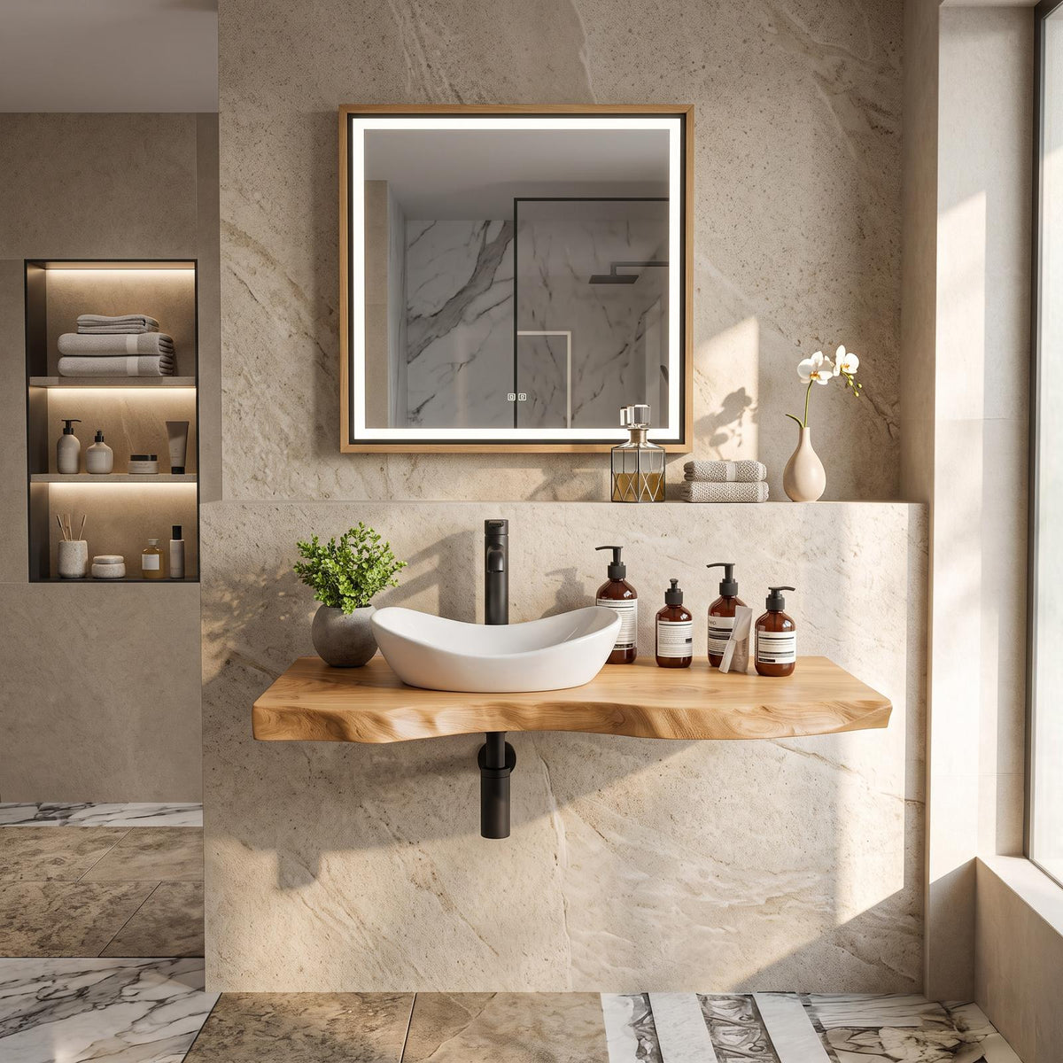 Mid Century Wooden Floating Vanity For Bathroom Decor SILDTTRBAS001