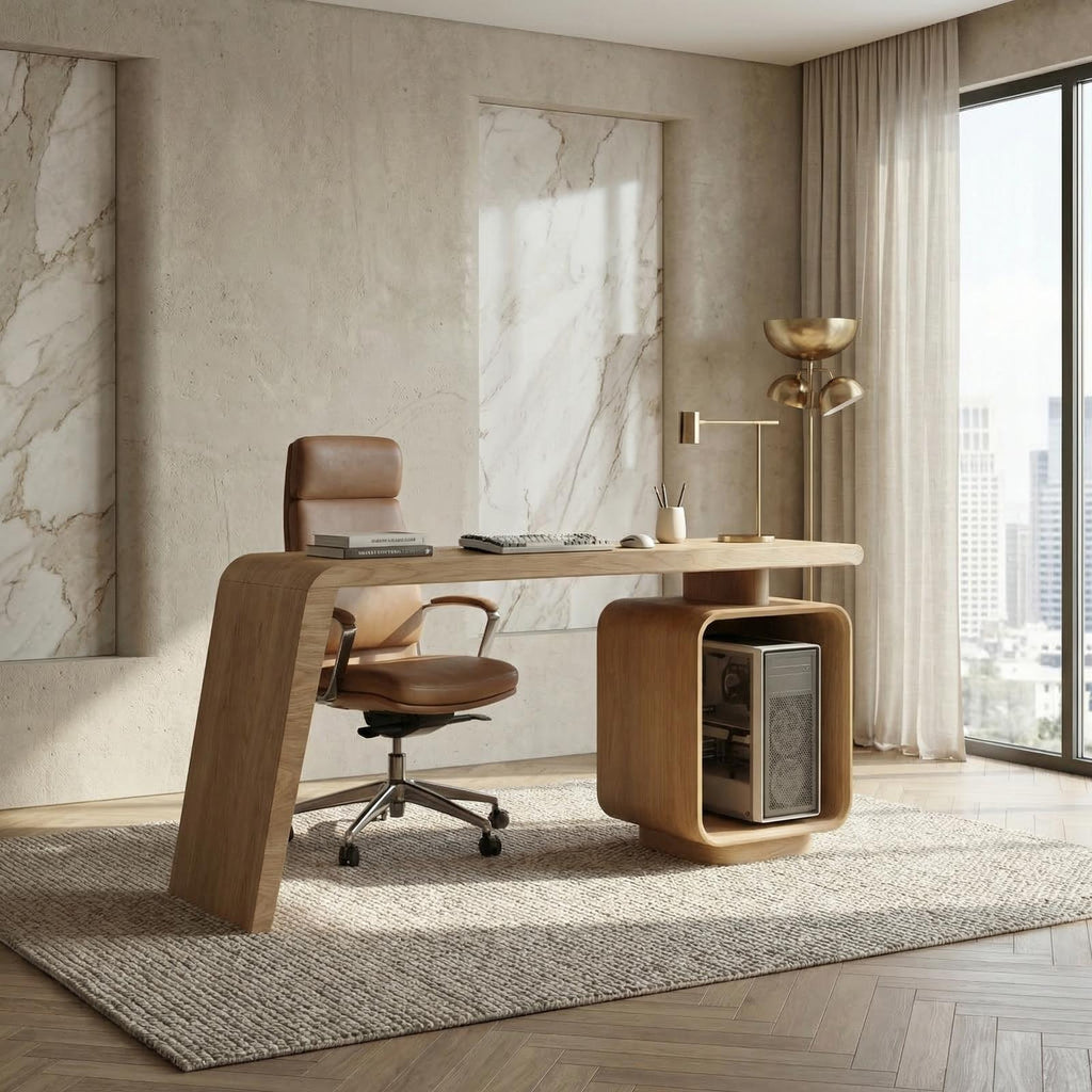 Modern Work Desk, Solid Wood Computer PC Writing Desk for Home Office & Study Room