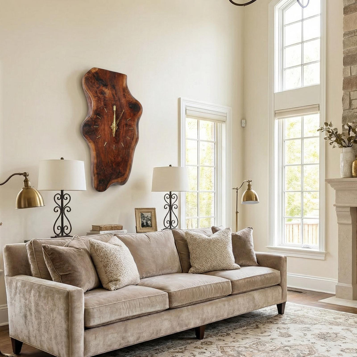 Natural Clock Wood Wall Solid Wood Living Room