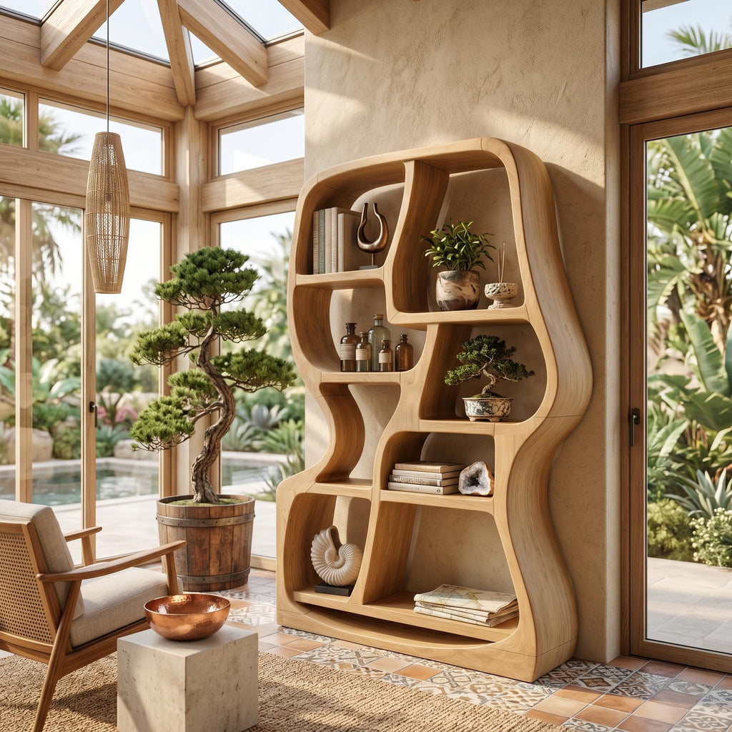 Modern Sculptural Bookshelf For Home Library Display