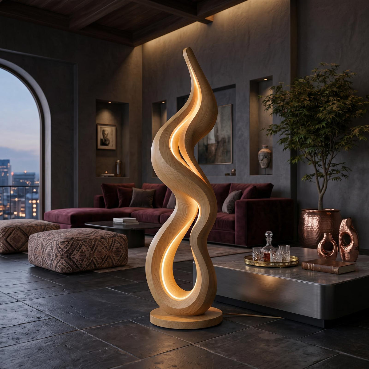 Contemporary Wave Lamp With Table For Living Room SILDTTNLAM030