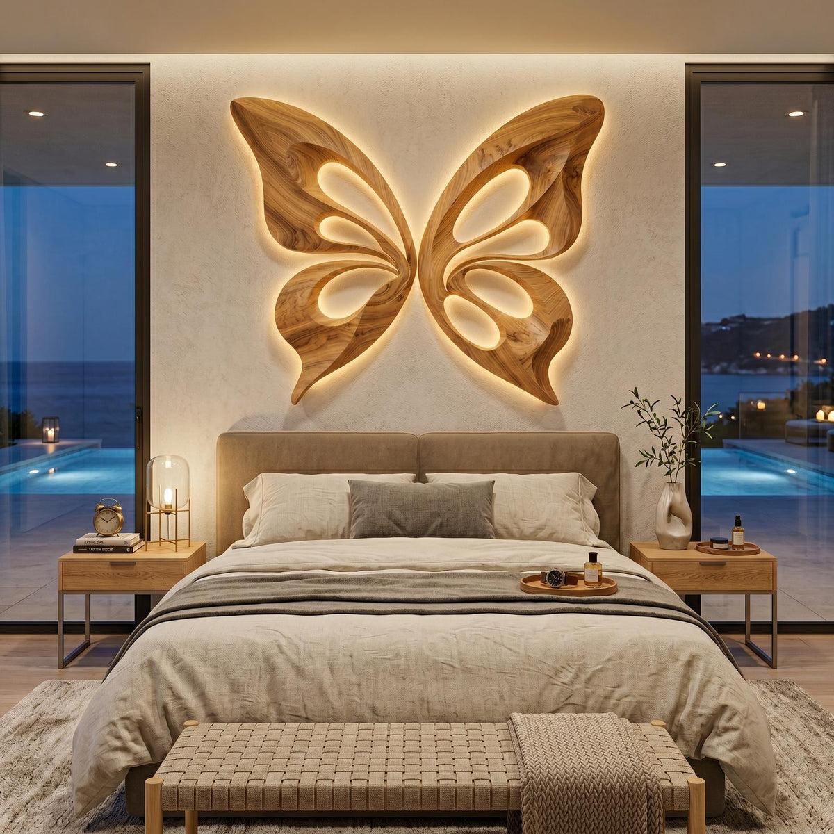 Modern Wooden Butterfly Wall Art Hand Carved For Living Decor