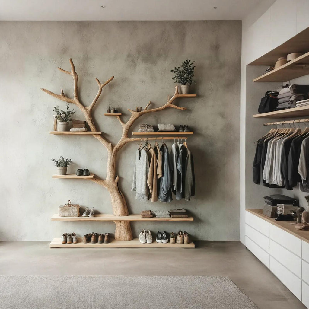 Tree Branch Coat Rack With Shelf Wall Mount Coat Rack