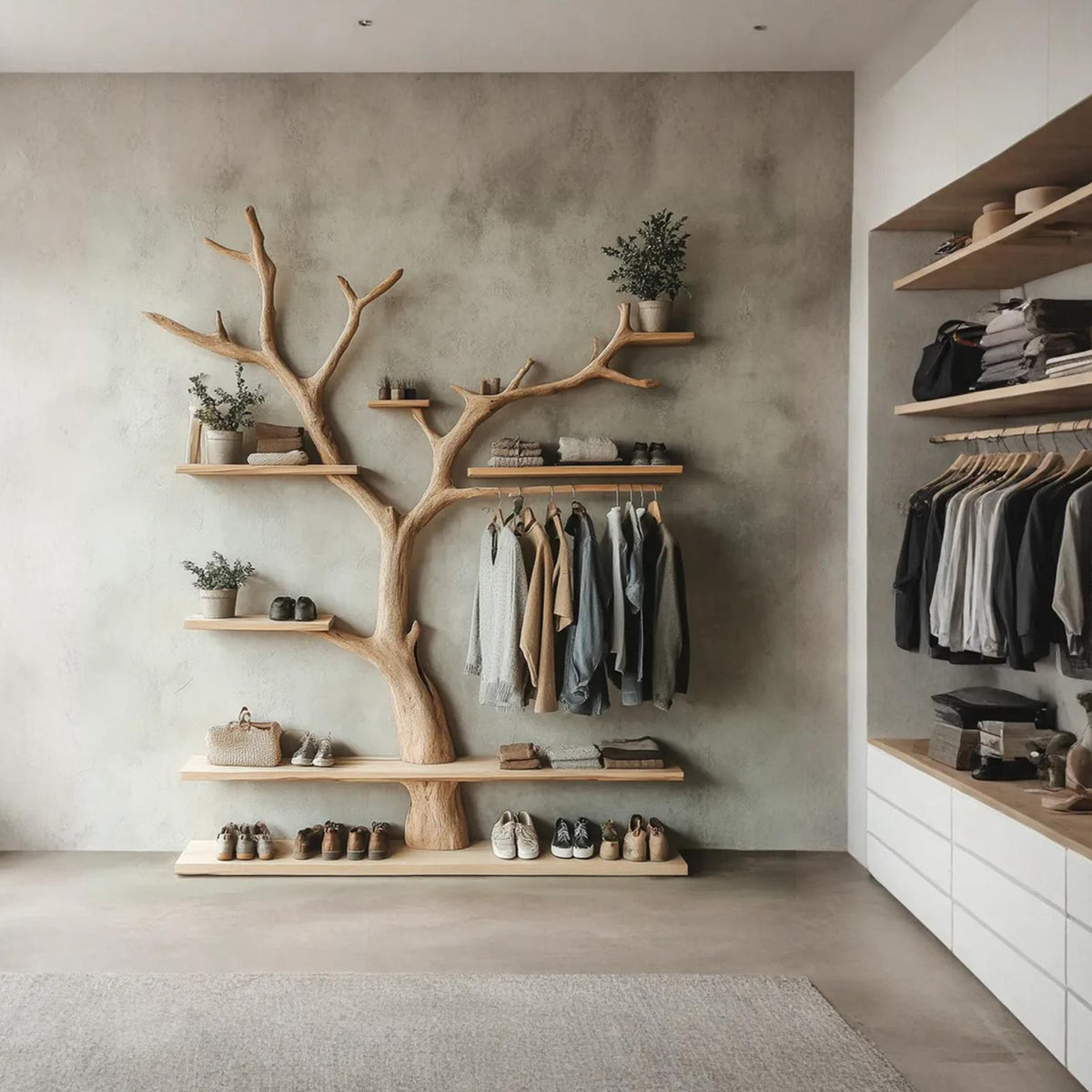 Tree Branch Coat Rack With Shelf Wall Mount Coat Rack