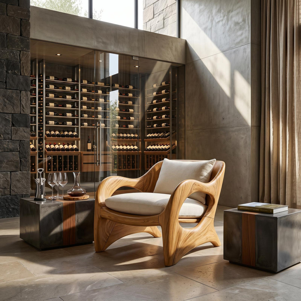 Elegant Curved Wood Accent Chair for Luxury Bedroom Retreats