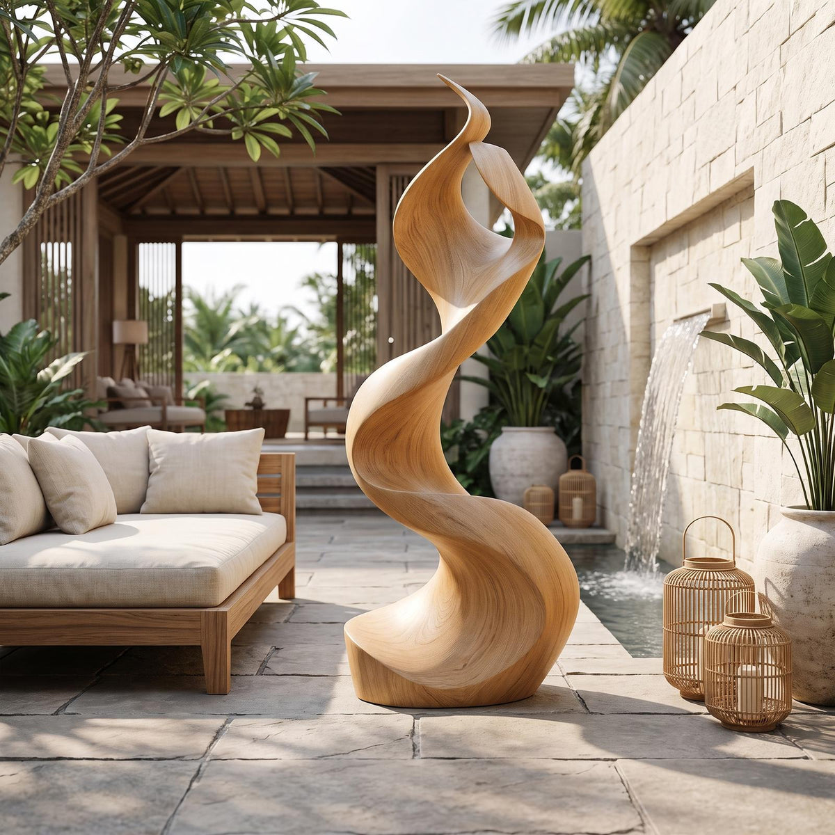 Rustic Large Wooden Sculpture For Furniture Art Feature