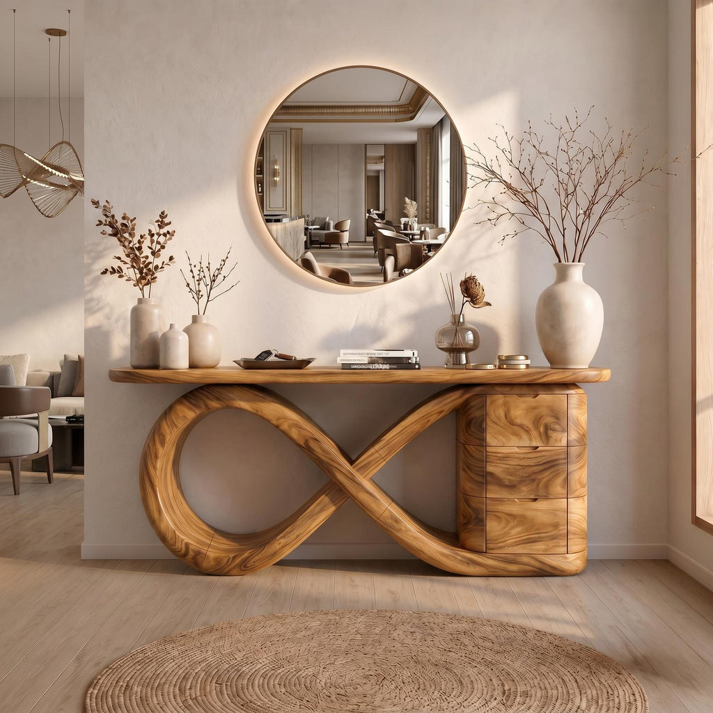 Modern Wave Base Console Table Luxury Bedroom