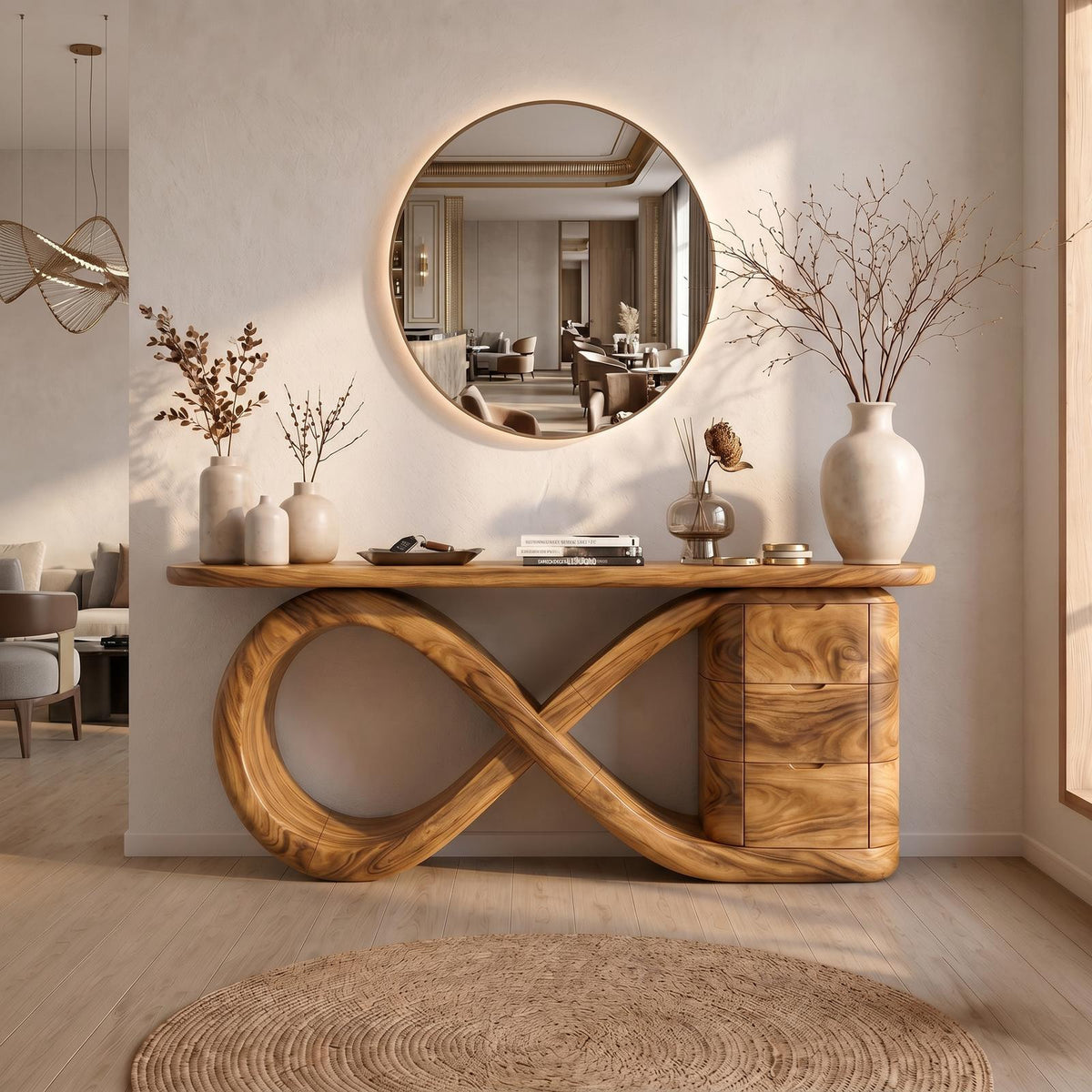 Modern Wave Base Console Table Luxury Bedroom
