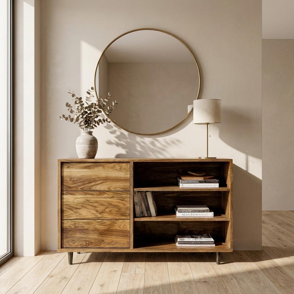 Elegant Natural Wood Console Table For Small Living Room