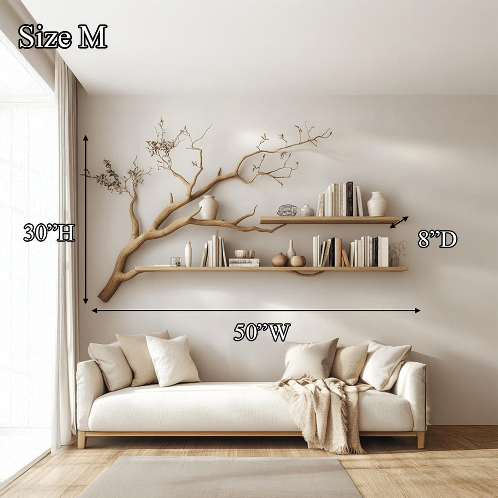 Rustic Organic Tree Shelf Artistic Natural Living Space