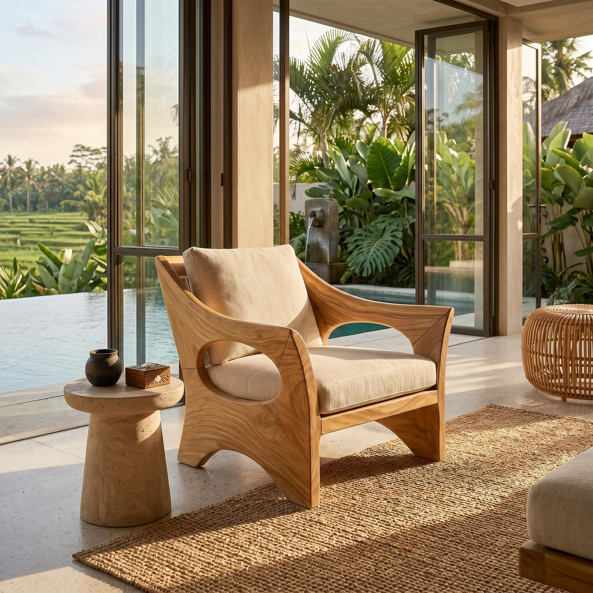 Sculptural Wooden Rocking Chair Modern Villa Interior SILDTTRCHR017