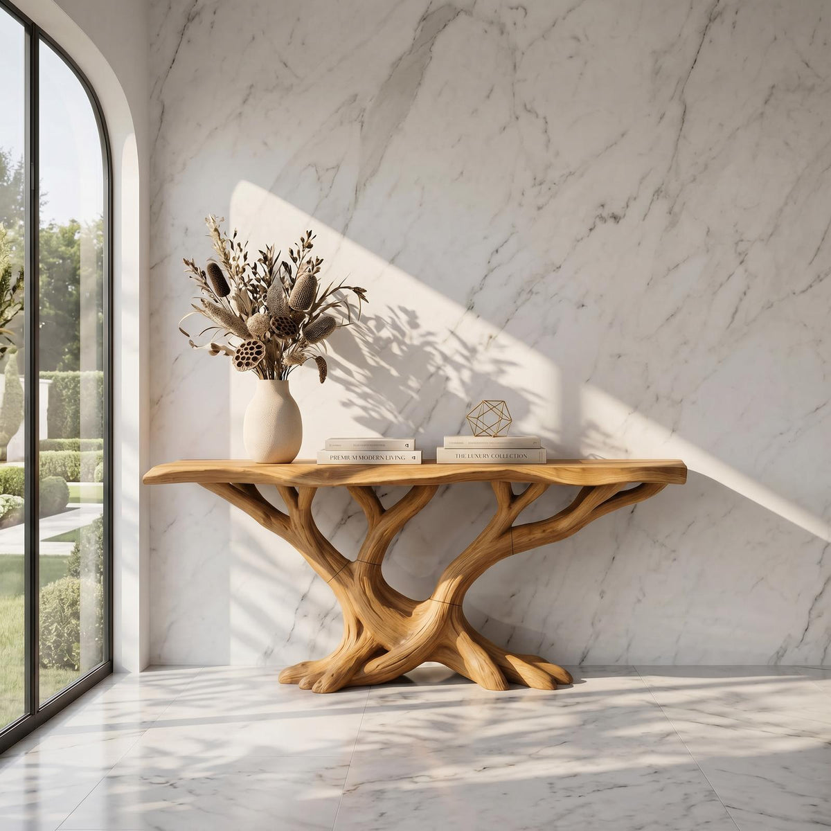 Organic Twisted Wood Console Table Contemporary Hallway