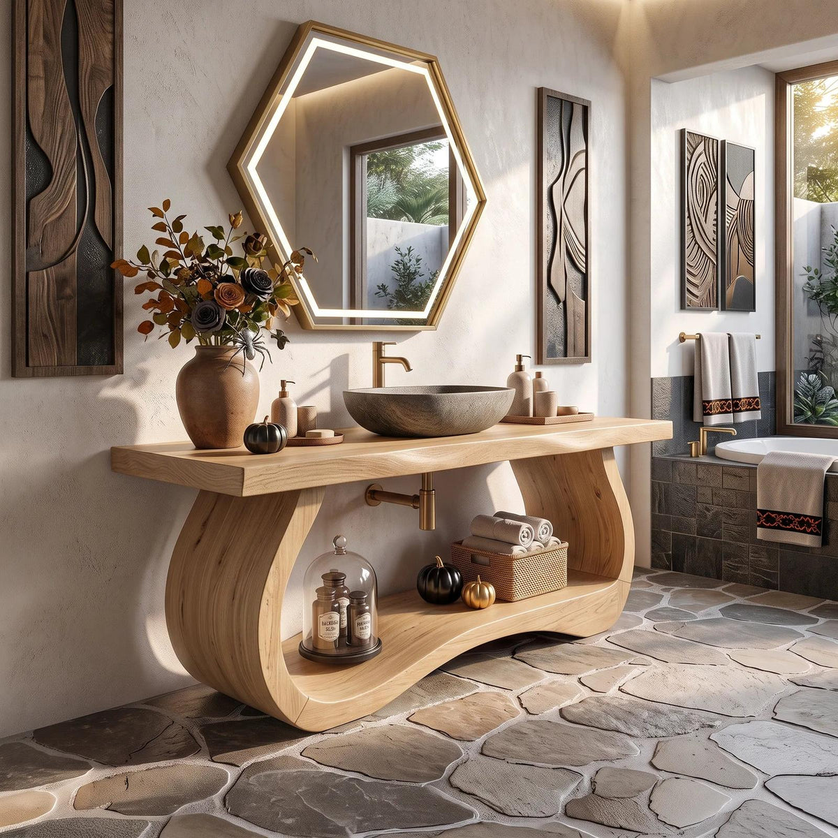 Mid Century Wood Bathroom Vanity Spa Bathroom