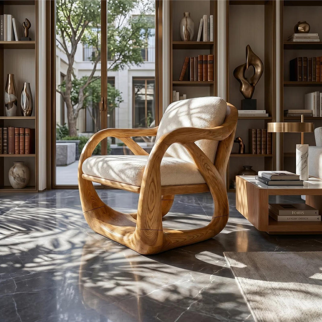 Sculpted Walnut Lounge Chair in a Grand Luxury Living Space SILDTTRCHR021