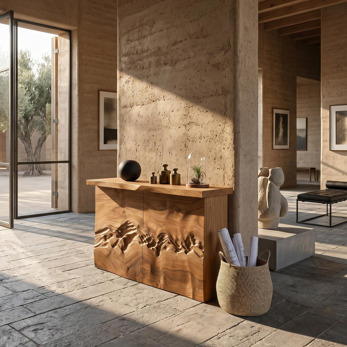 Minimalist Textured Edge Console Table For Studio Interior Design SILDTTNCS126