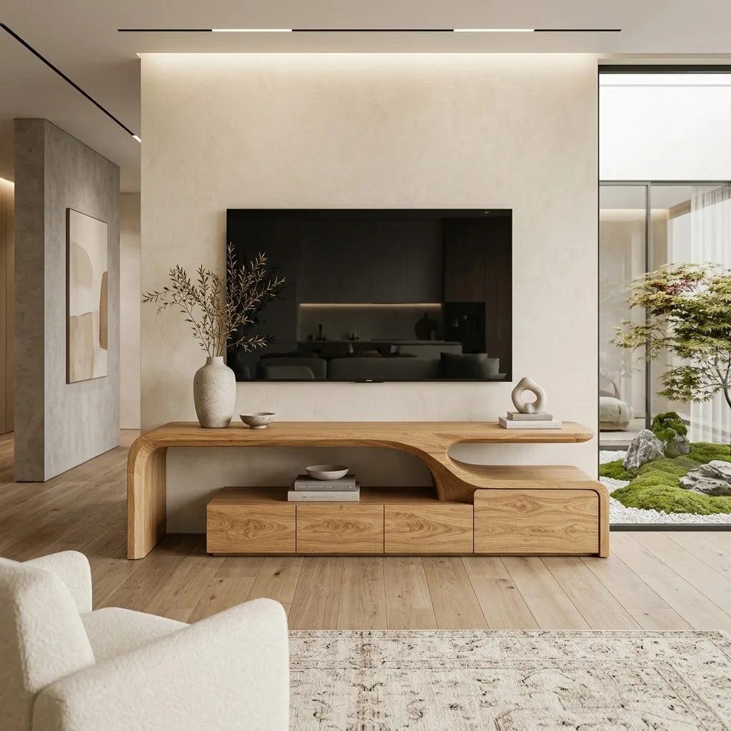 Contemporary Sculptural TV Console For Living Room