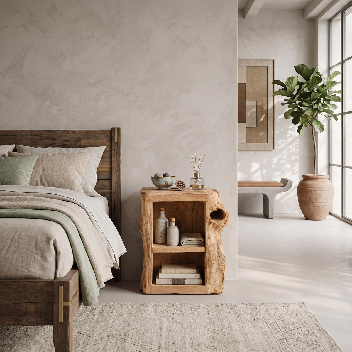 Handcrafted Live Edge Nightstand For Elegant Bedroom SILDTTNNS011