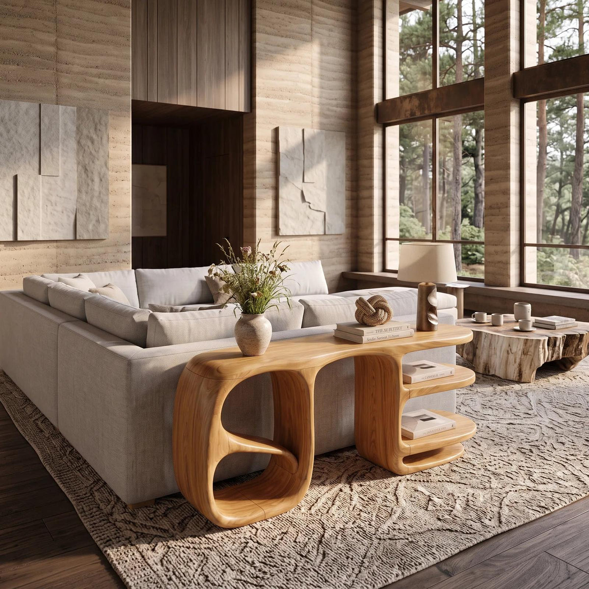 Organic Double Loop Console For Contemporary Living Room