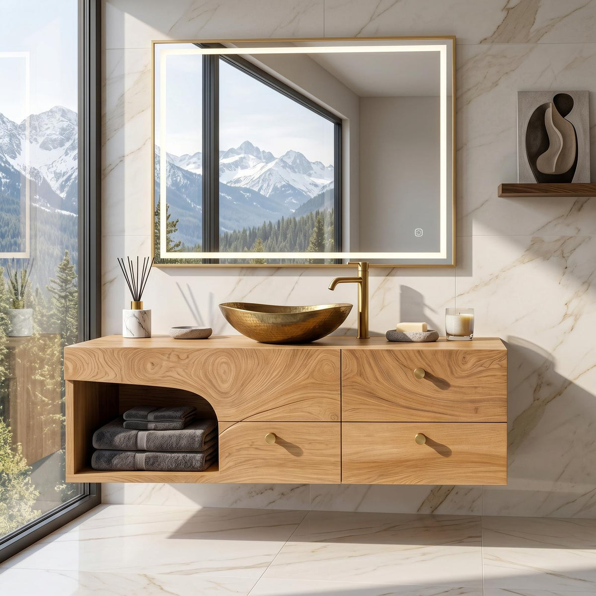 Rustic Floating Vanity For Small Bathroom Renovation SILDTTRBRV021