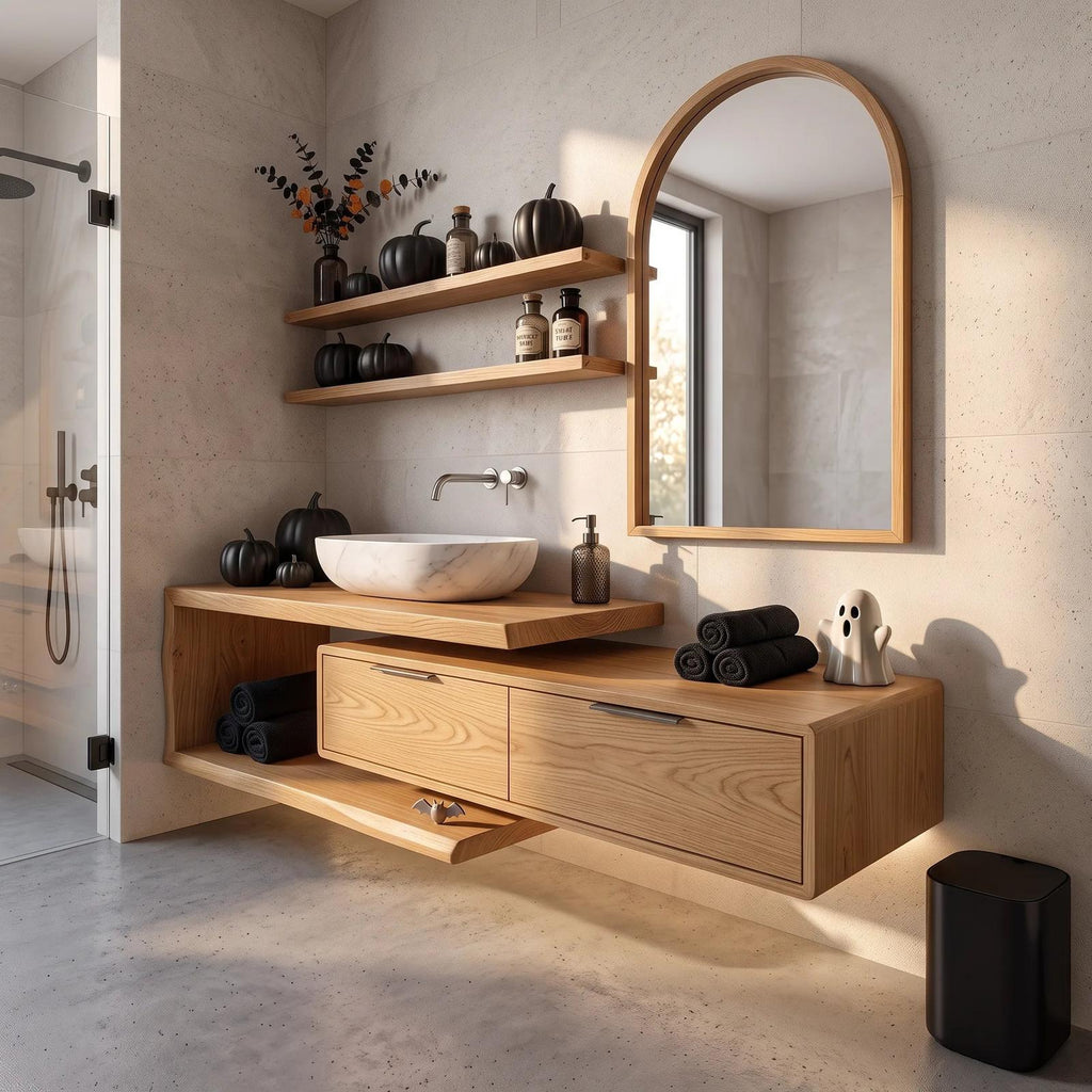 Handcrafted Mid Century Floating Vanity Primary Ensuite