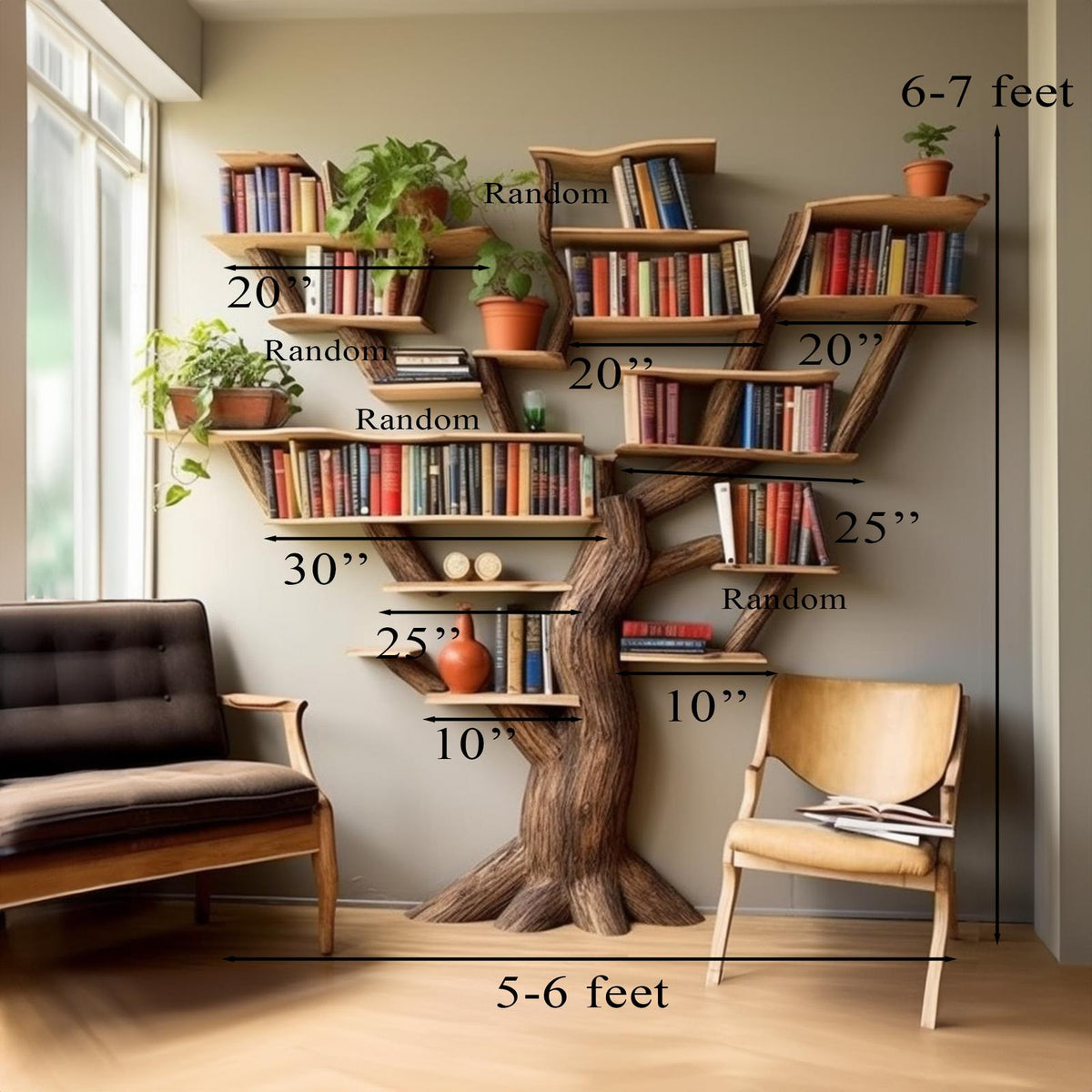 Tree Branch Standing Corner Shelf Custom Shelf