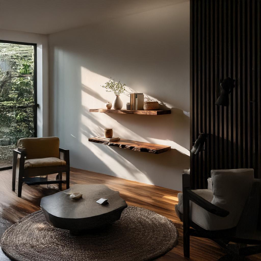 Rustic Floating Shelf Modern Living Room