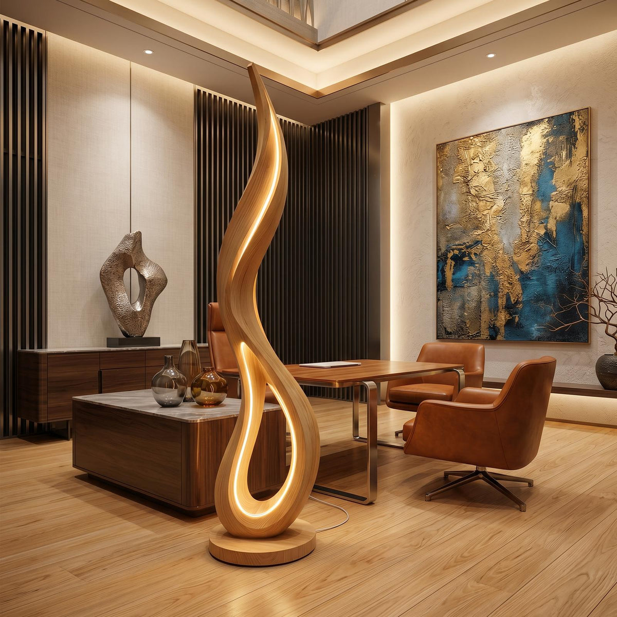 Contemporary Dancing Flame Floor Lamp For Living Room SILDTTNLAM033