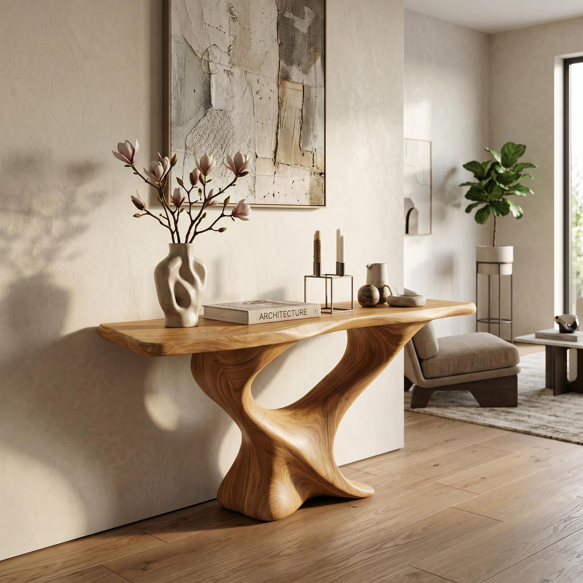 Farmhouse Wooden Console Table Entryway Decor