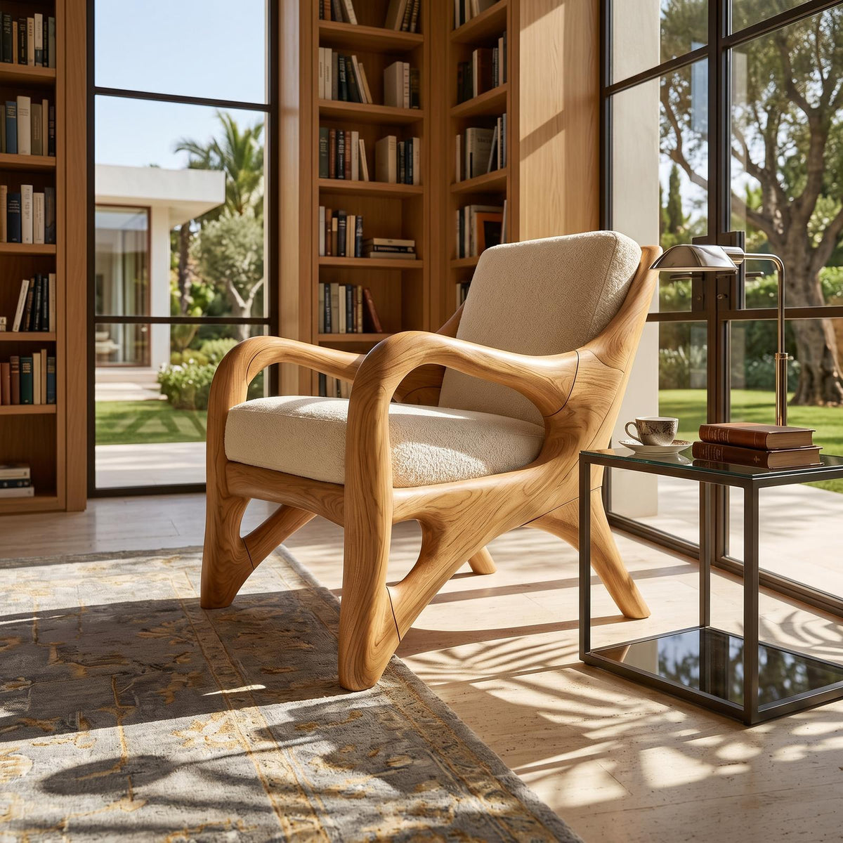 Organic Wood Reading Chair with Contemporary Artistic Form SILDTTRCHR022
