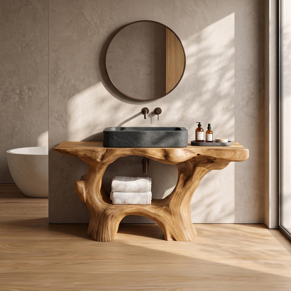 Farmhouse Solid Wood Vanity For Rustic Bathroom
