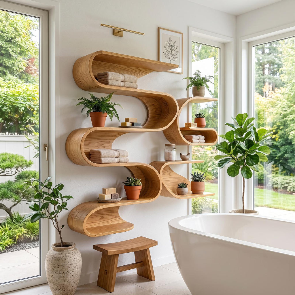 Organic Modern Wall Mounted Shelves for Bathroom