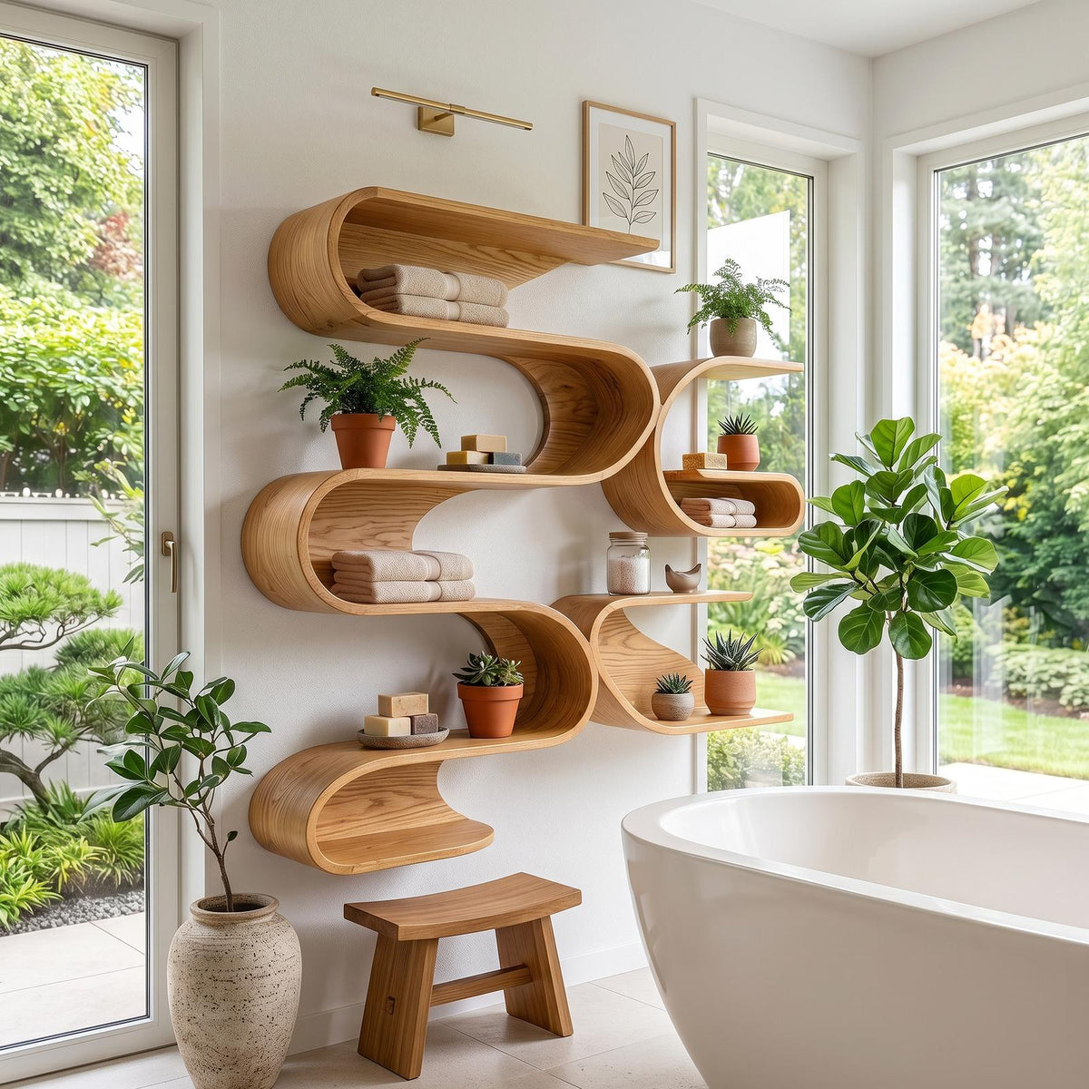 Organic Modern Wall Mounted Shelves for Bathroom