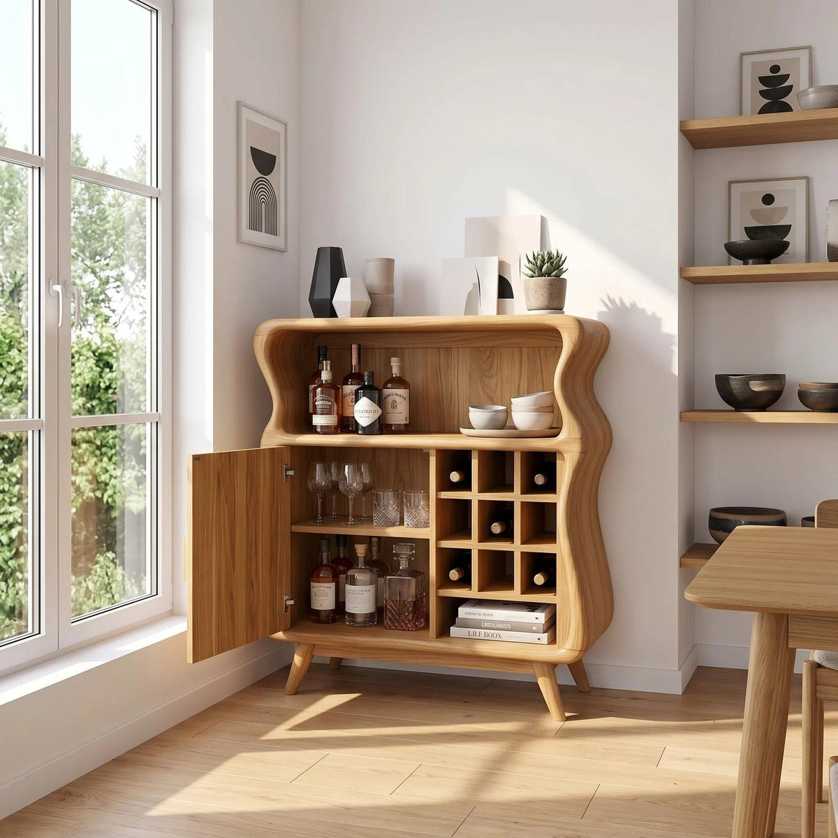 Mid Century Bar Cabinet with Storage Modern Kitchen