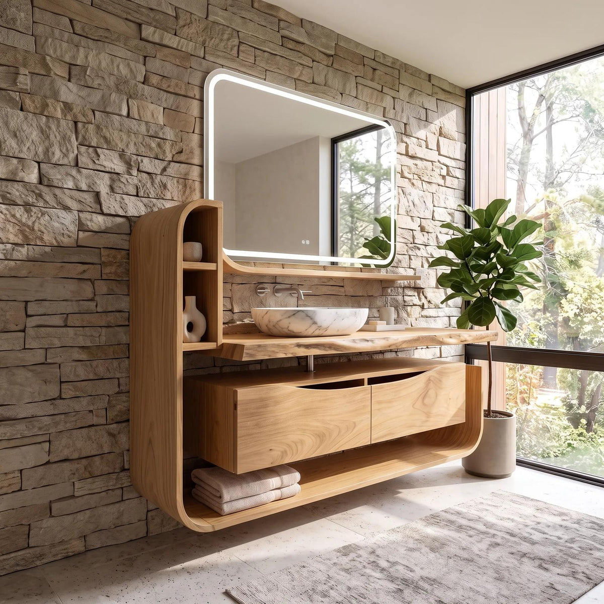Handcrafted Organic Floating Bathroom Vanity Luxury Ensuite