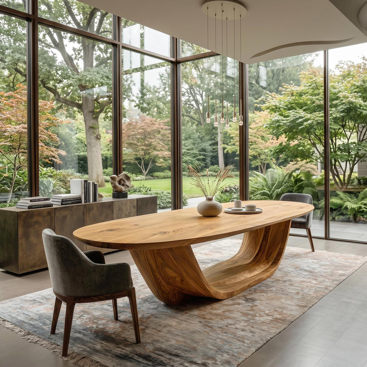 Contemporary Open Base Oval Dining Table For Dining Room