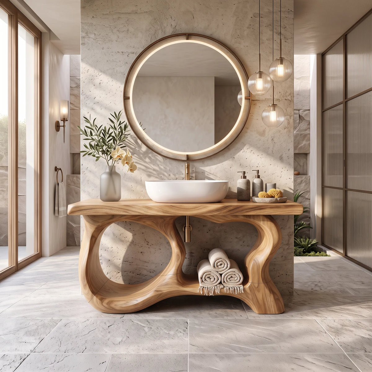 Organic Sculptural Bathroom Vanity Coastal Bathroom