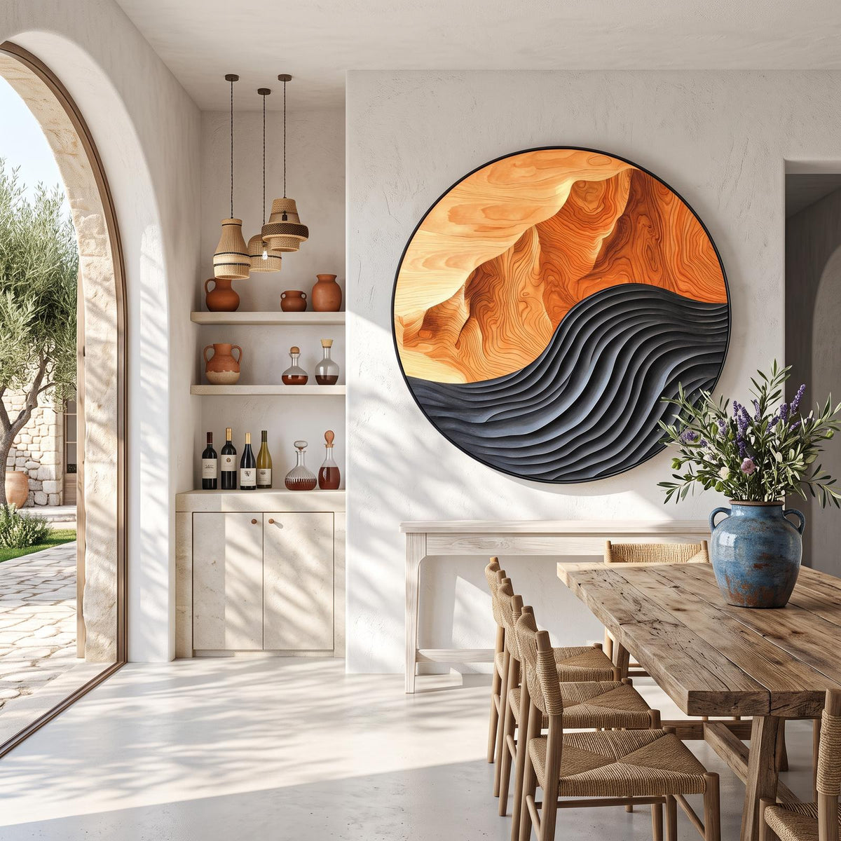 Mid Century Modern Large Wood Wall Sculpture, Handcrafted 3D Geometric Wooden Art Panel for Entryway & Living Room Focal Point, SILDTTRWA002