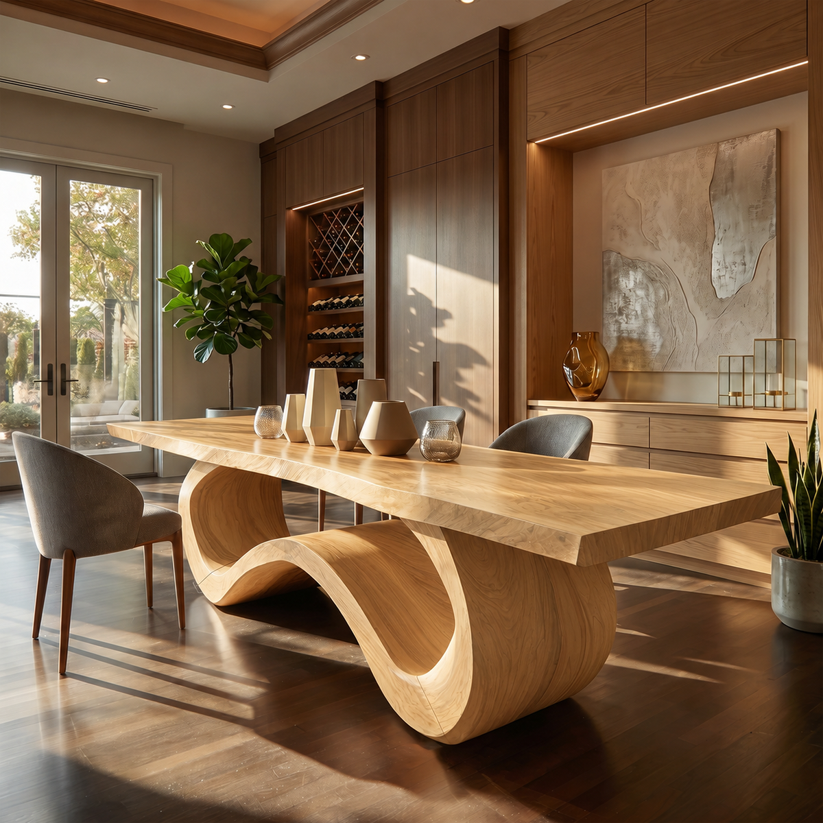 Luxury Dining Table, Handcrafted Solid Wood Modern Kitchen Table for Contemporary Dining Spaces