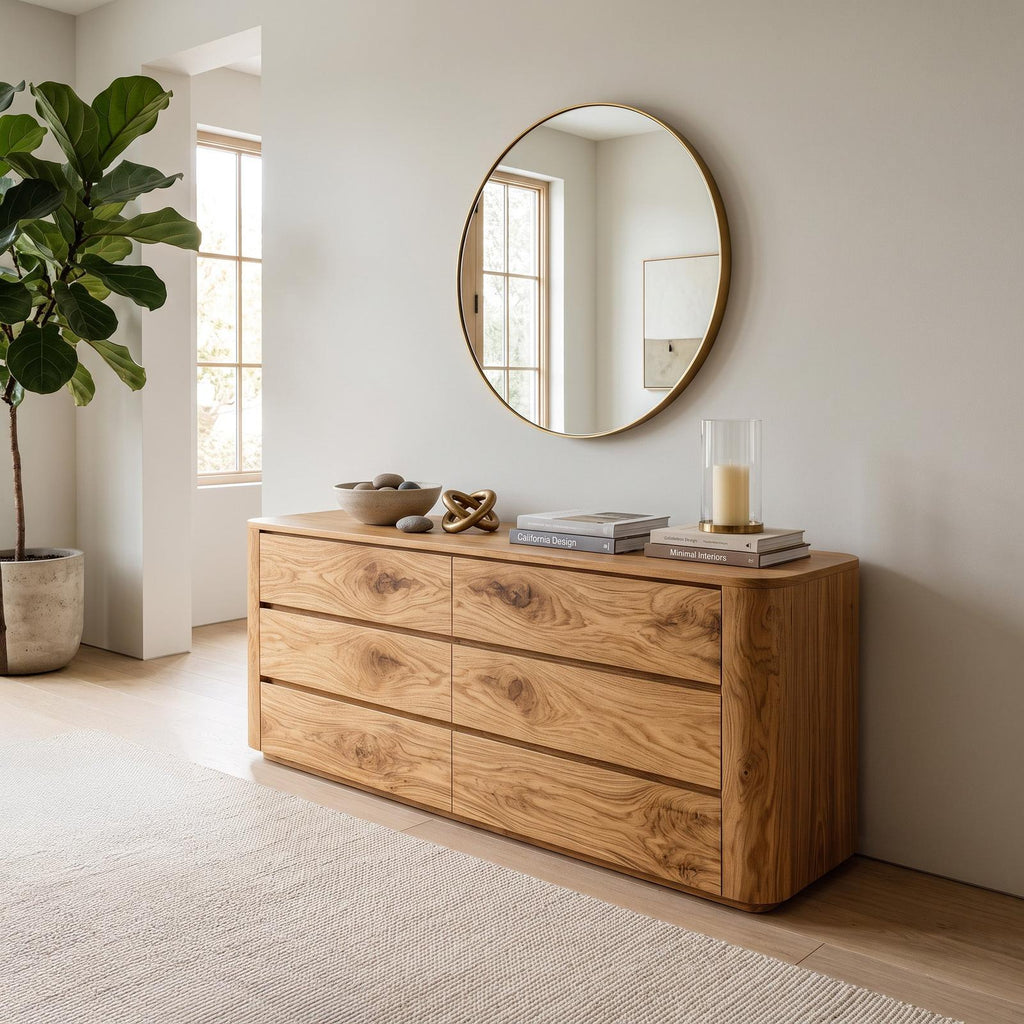 Quiet Luxury Sideboard for Living Room, Handcrafted Solid Wood Buffet Storage Cabinet & Credenza, Model