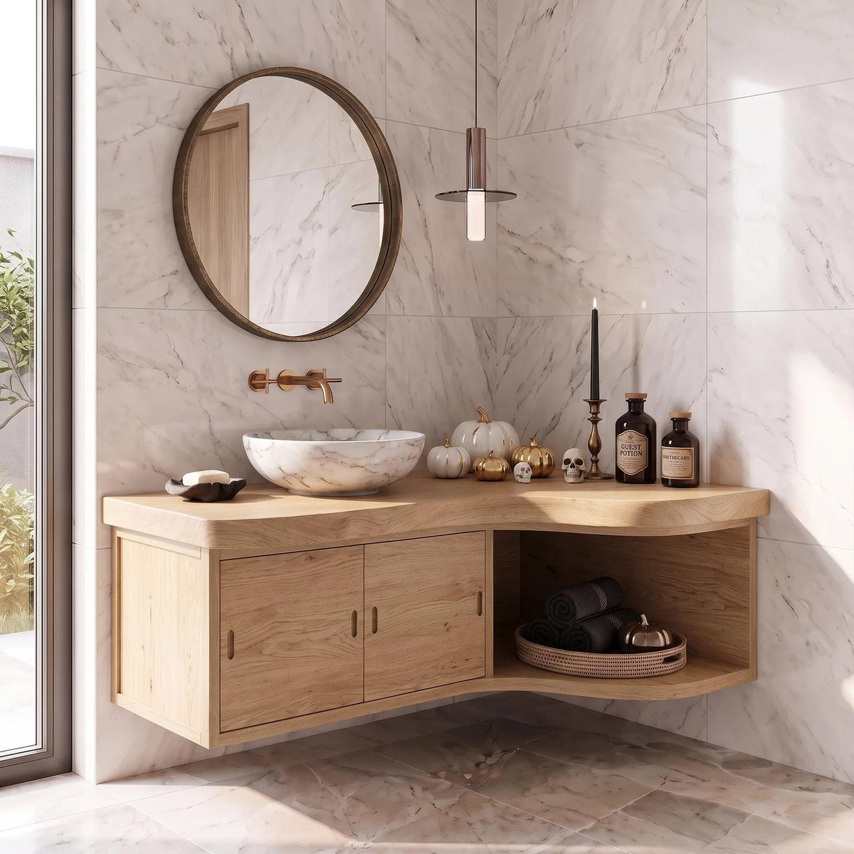 Farmhouse Pumpkin Bathroom Vanity Wellness Room