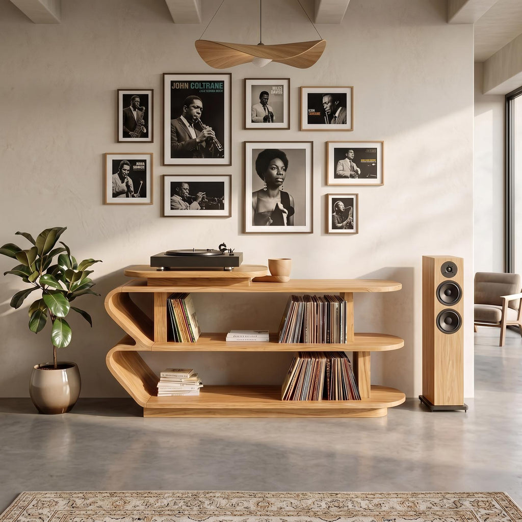 Handcrafted Wood Media Console For Entryway Design