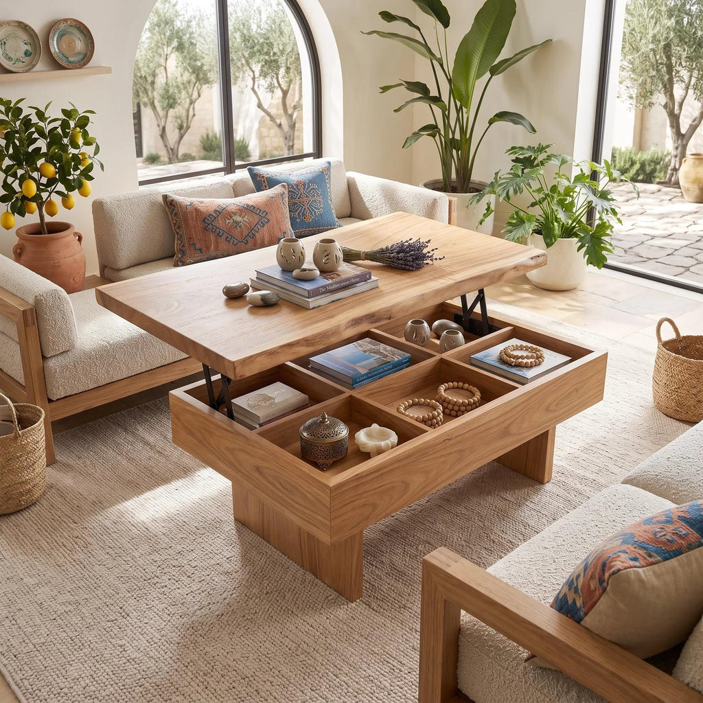 Contemporary Storage Lift Top Coffee Table City Apartment