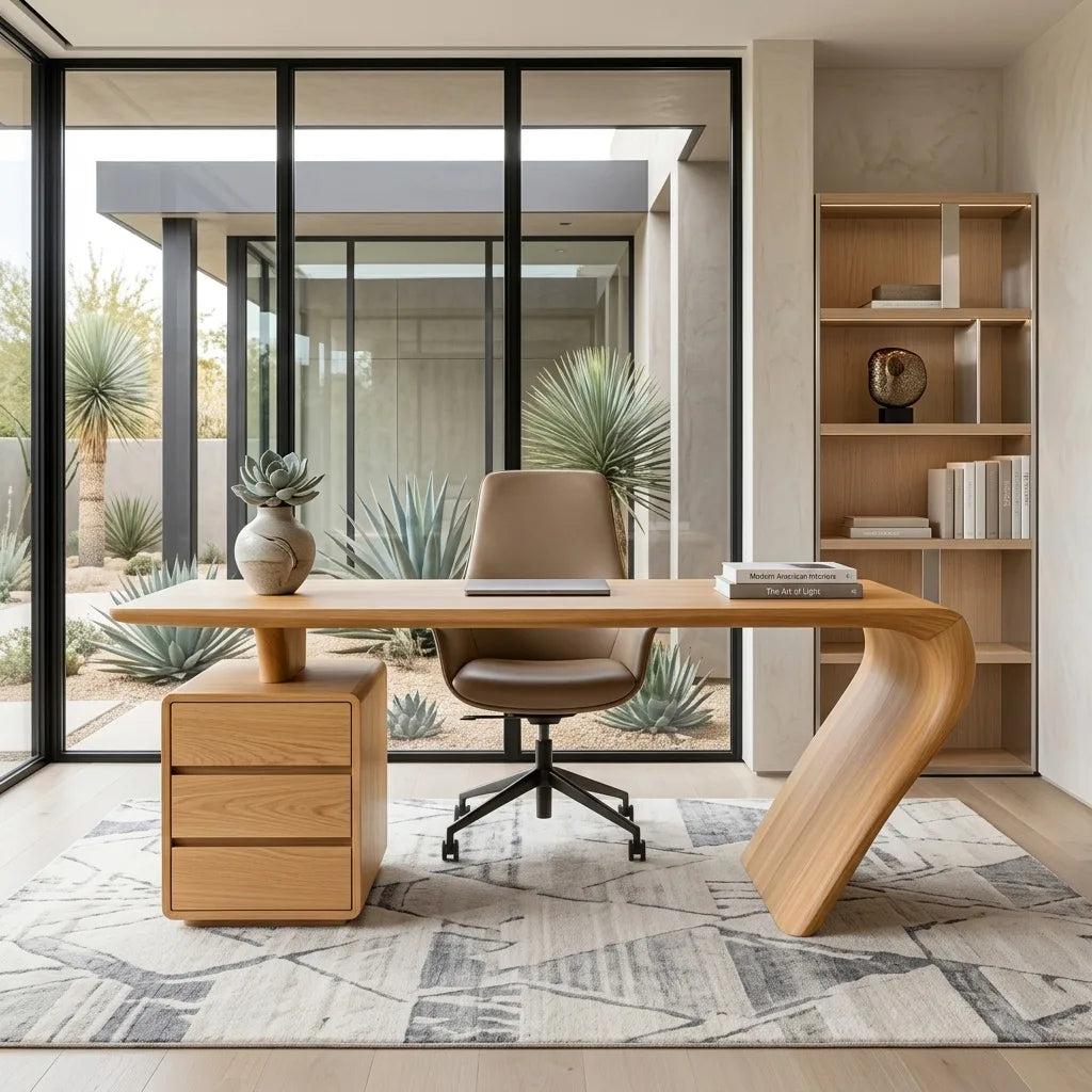 Organic Sculptural Curved Desk For Home Office