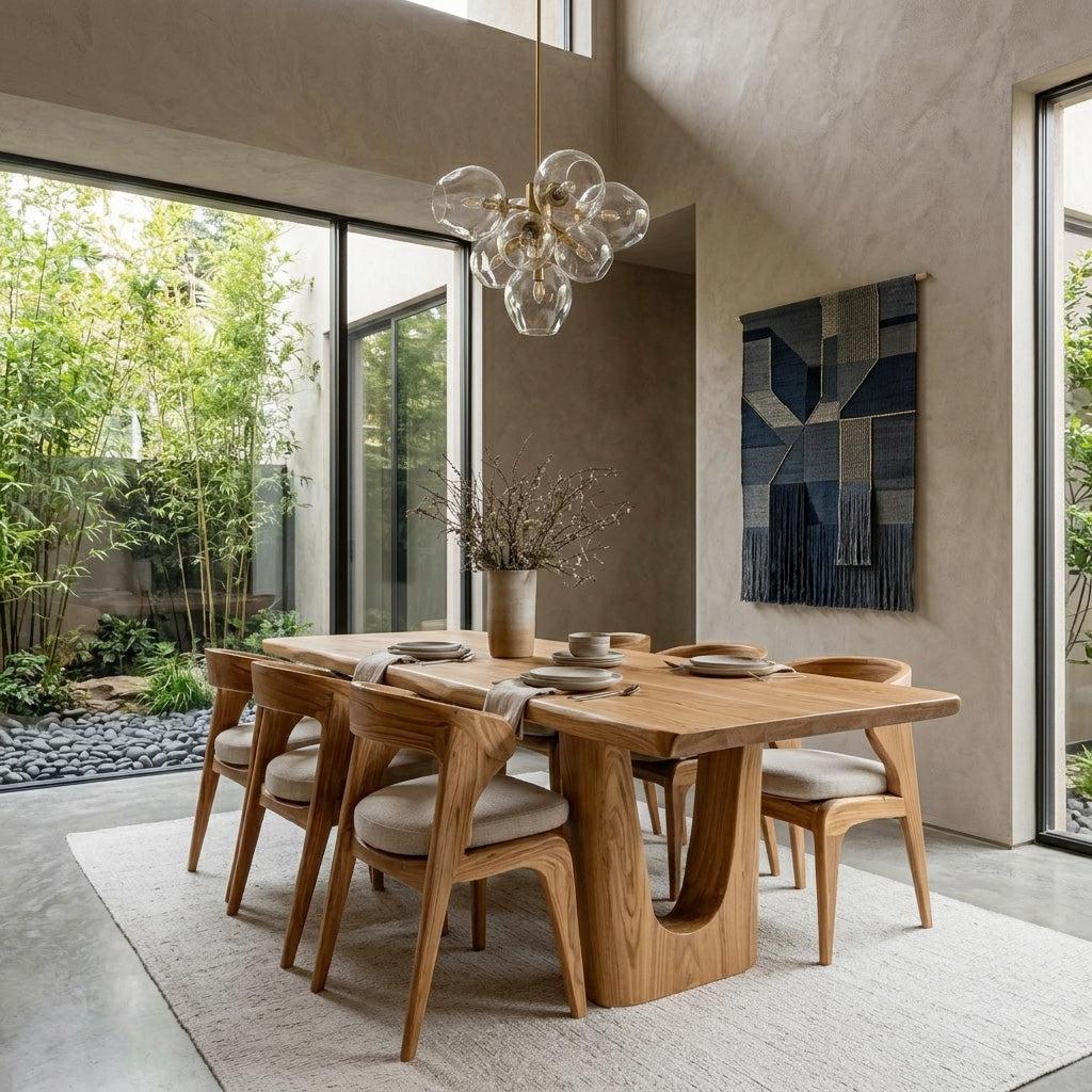 Spry Interior Modern Handcrafted Dining Table, Solid Wood Kitchen Dining Table for Contemporary Dining Room Area, Model RTTHHNDN028