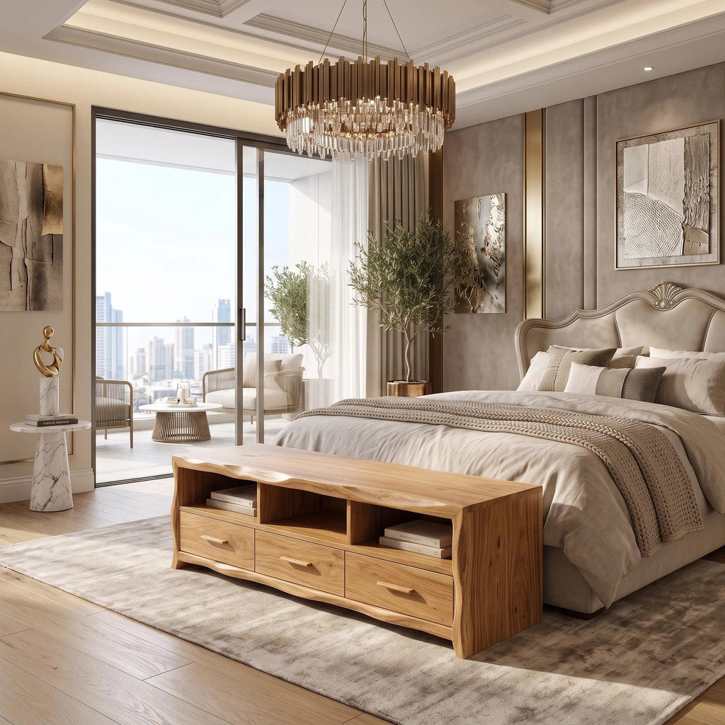 Rustic Wooden Storage Bench Drawers For Cozy Bedroom Decor
