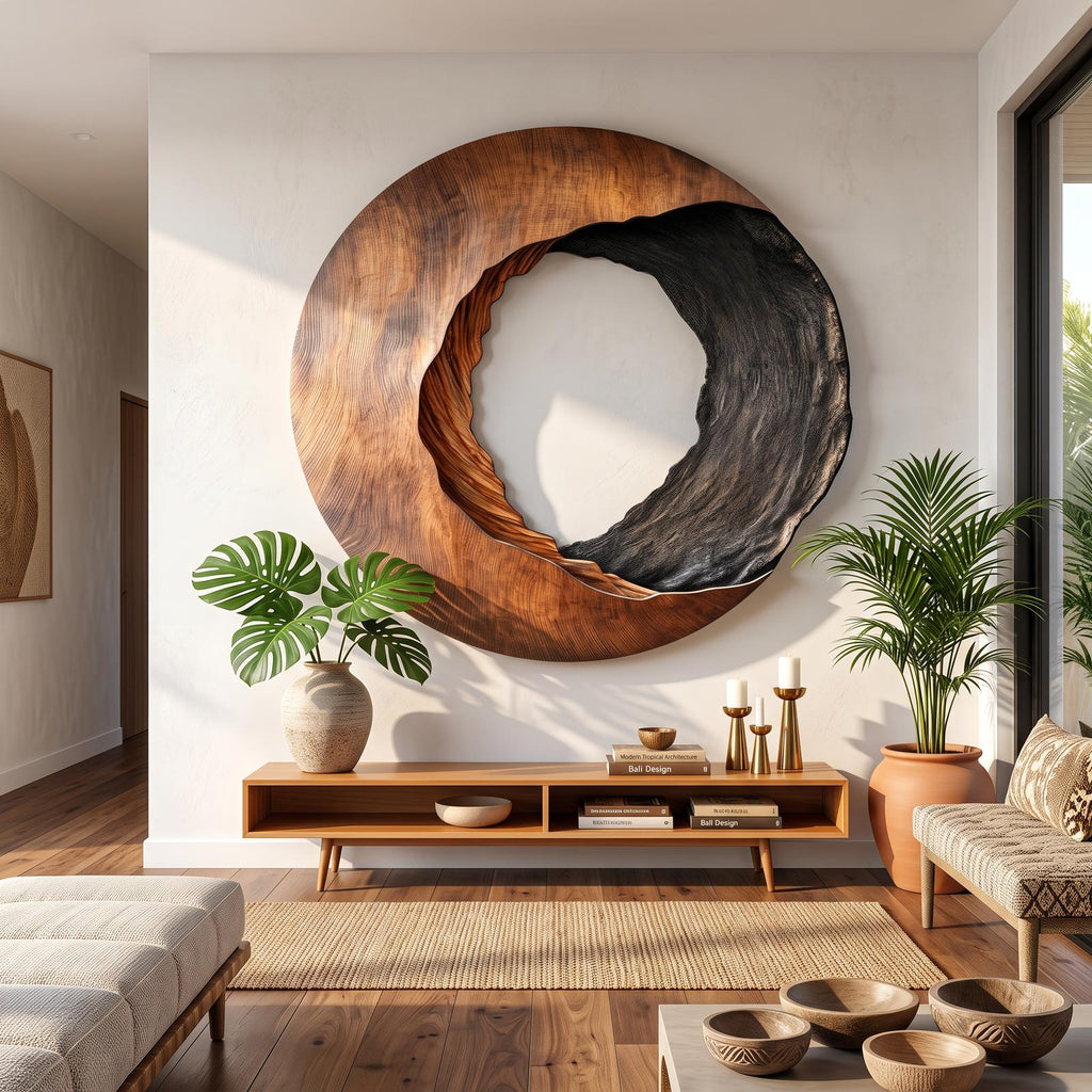 Spry Interior Handcrafted Solid Wood 3D Wall Art, Abstract Geometric Sculptural Wooden Wall Hanging Panel Panel for Modern Living Room, SILDTTRWA022