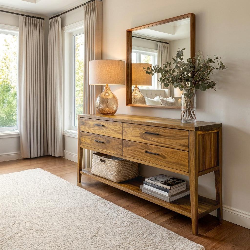 Modern Wood Console Table With Storage For Hallway Styling